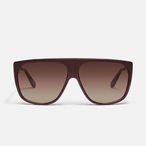 Quay Australia NO CURFEW Shield Sunglasses ESPR/BROWN Polarized Oversized